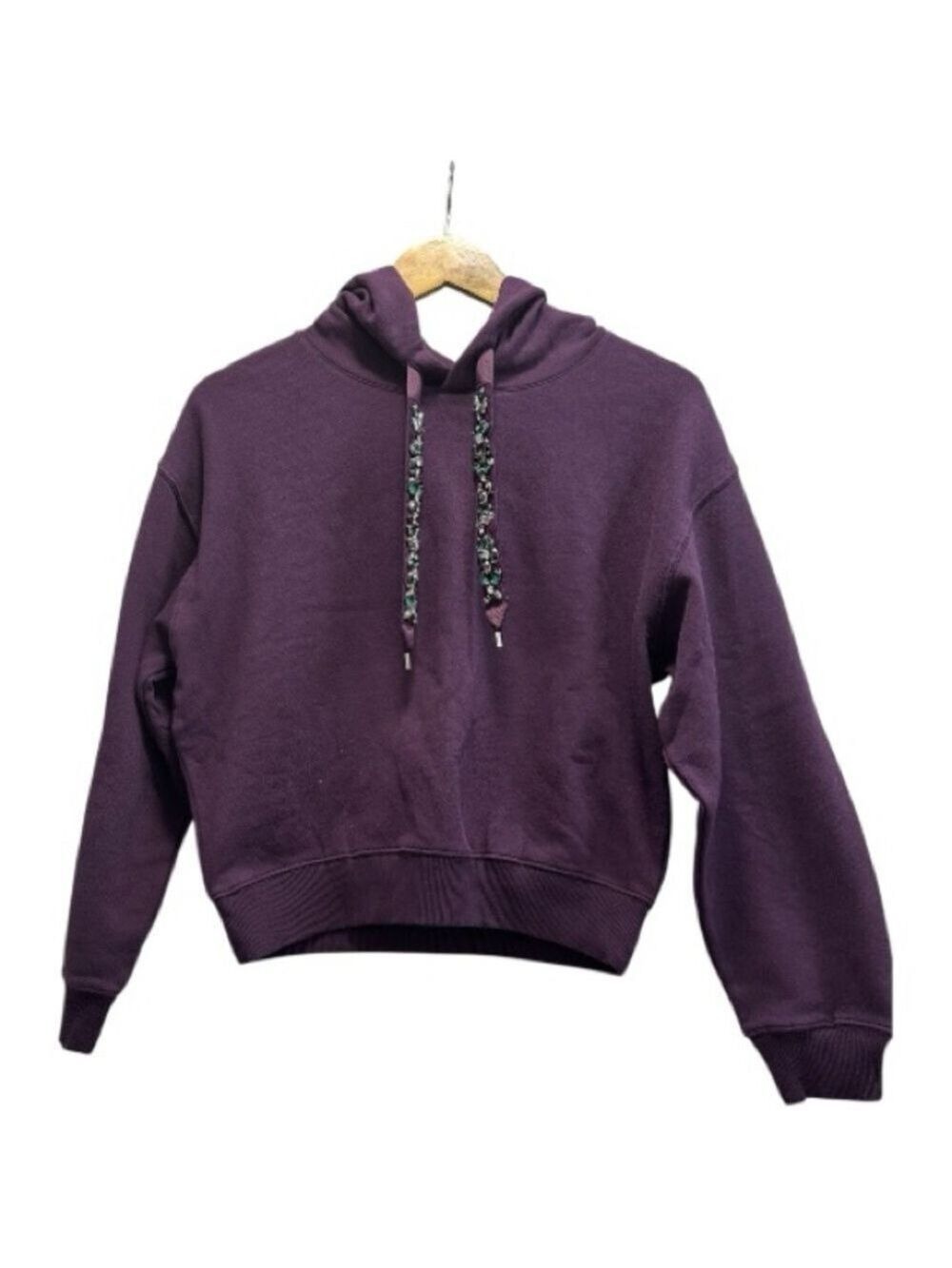 Express Deep Purple Hoodie with Beaded Ribbon Drawstring NWT - Picture 2 of 9